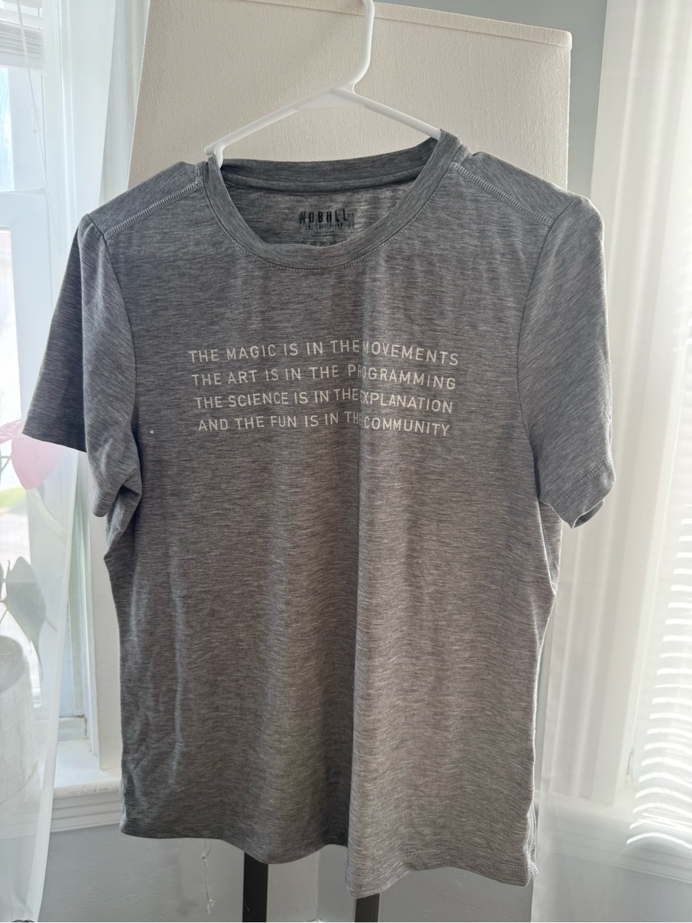 NOBULL Heather Gray Short-Sleeve Crew Tee with Chest Text